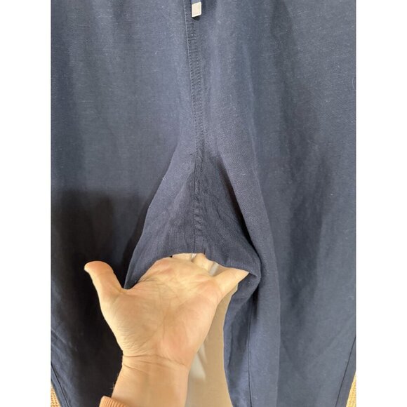 J. Jill Women's Linen Blend Ankle Jogger Pants Navy Blue Pull On Pockets Size XL - Picture 3 of 6
